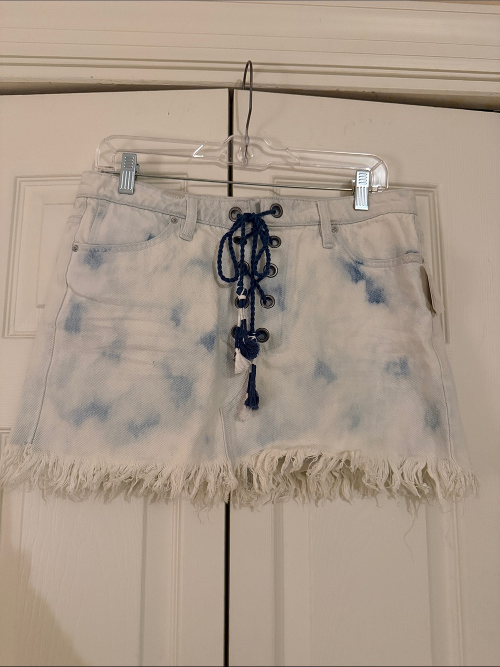 NWT Free People Tie-Dye Lace-Up Denim Mini Skirt